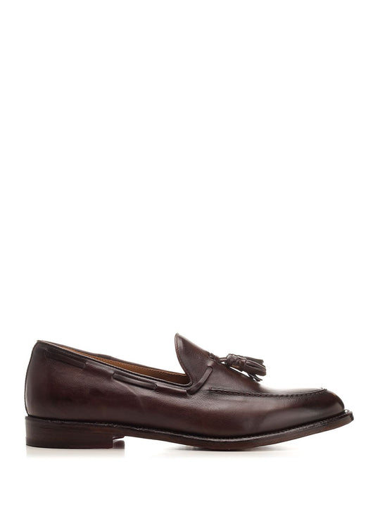 Leather Loafer With Tassels Lace-Up Shoes Brown