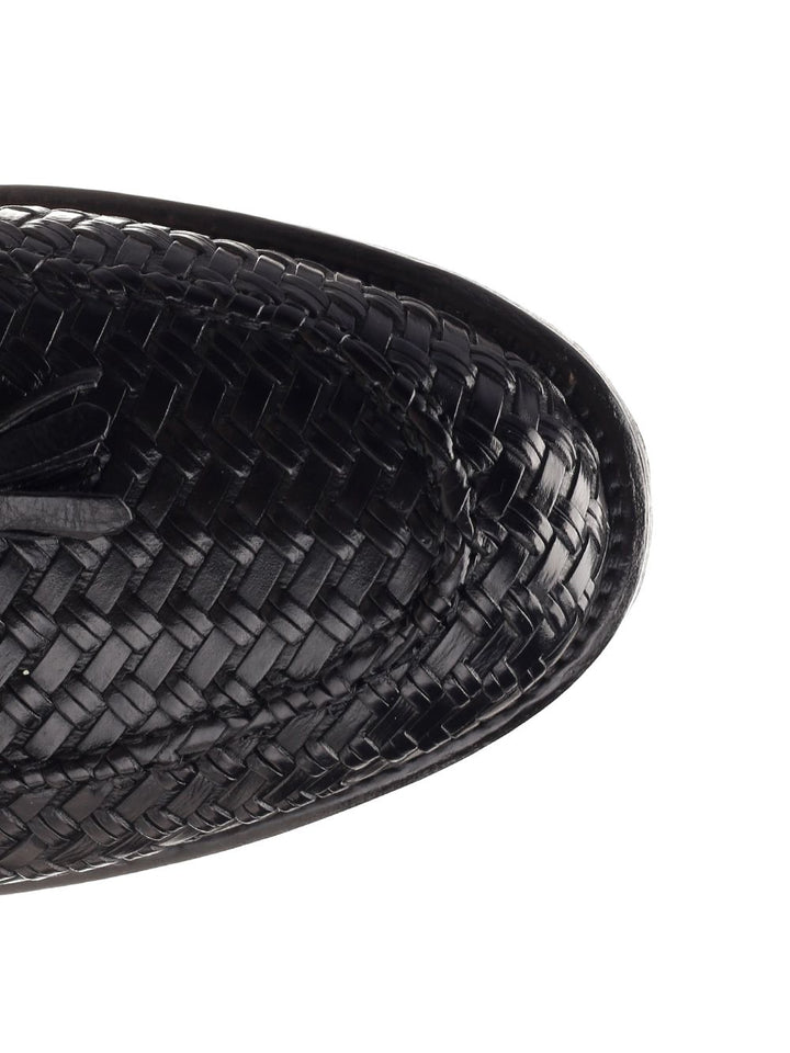 Corvari Loafer With Tassels In Woven Leather Loafers - Black | 429c0414c81882cd3165519647c679763b8164df
