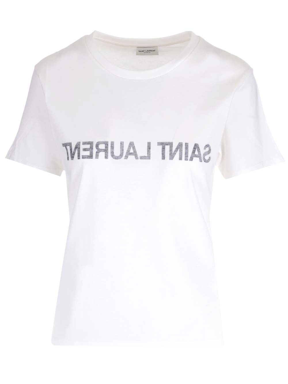 Saint Laurent With Reverse Logo T-Shirt - White | bf6dc6a247f6c8cab54599785eb87eba31a42153