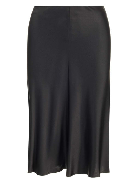 Satin Midi Skirt Skirts Black