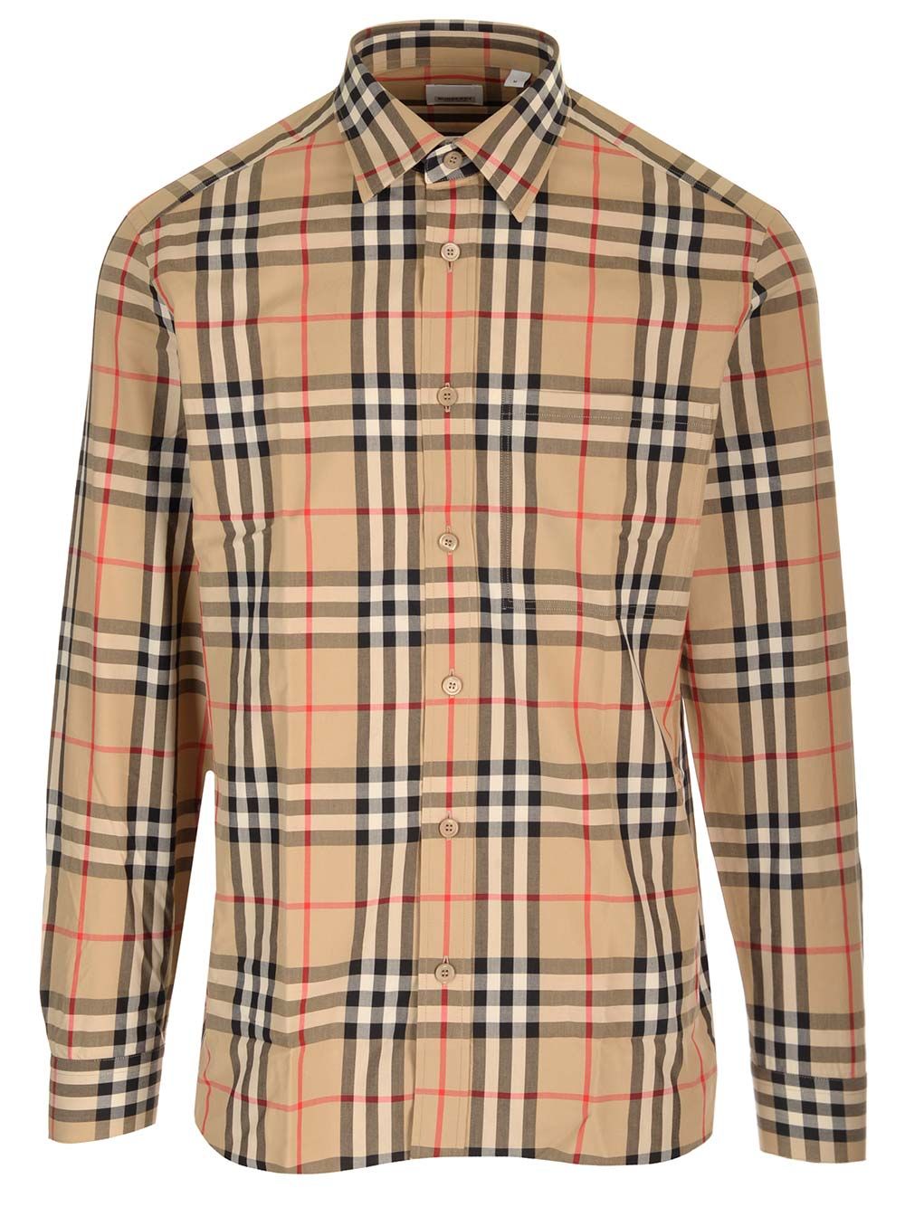 Burberry Cotton Shirt With Check Pattern Shirts - Beige | 1aaa4301411d1d6da788070a0e15300a4aa5da01