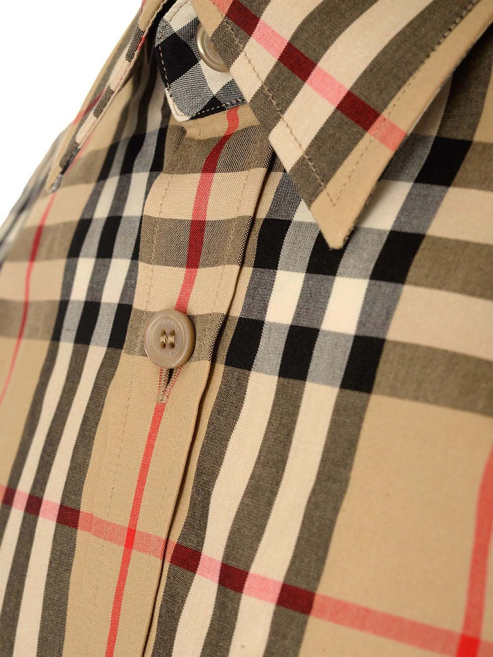 Burberry Cotton Shirt With Check Pattern Shirts - Beige | c1cec4e1101e61fc59629ccb9bc36c506c09c87f