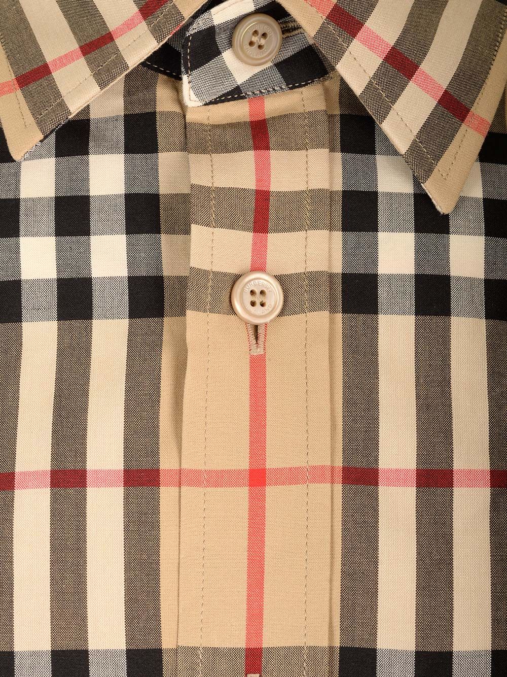 Burberry Cotton Shirt With Check Pattern Shirts - Beige | e0adae0dc510f0728986c0cee40dbdbd3136728a