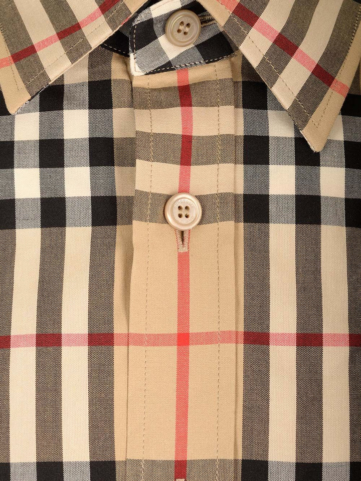 Burberry Cotton Shirt With Check Pattern Shirts - Beige | e0adae0dc510f0728986c0cee40dbdbd3136728a