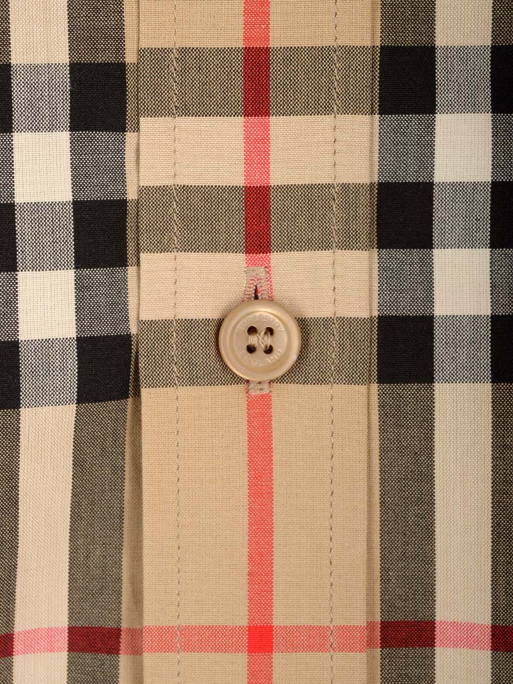 Burberry Cotton Shirt With Check Pattern Shirts - Beige | cbba6b046fadfa12f151f54c4287482ac0203136
