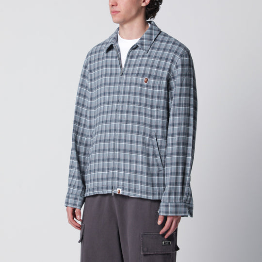 Zip-Up Shirt With Check Pattern In Cotton