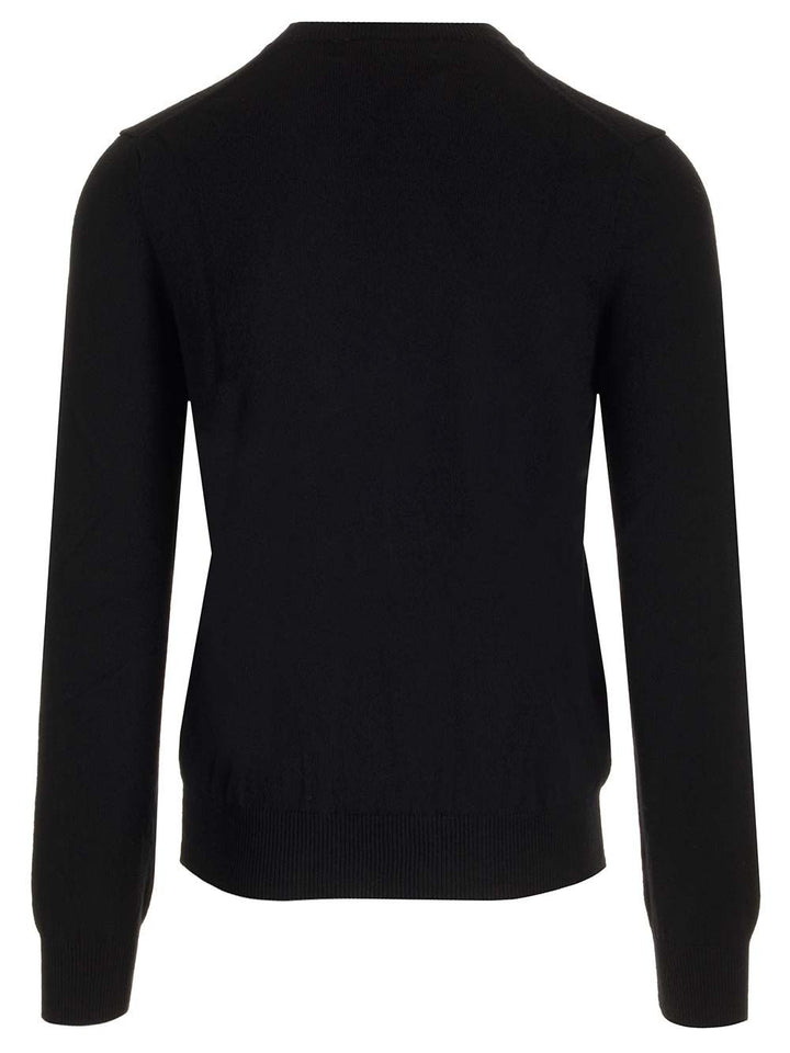 Comme Des Garcons Play Crew Neck Wool Sweater Knitwear - Black | 289cf5b8ddea33266628fe096ffa8019eb8e0192