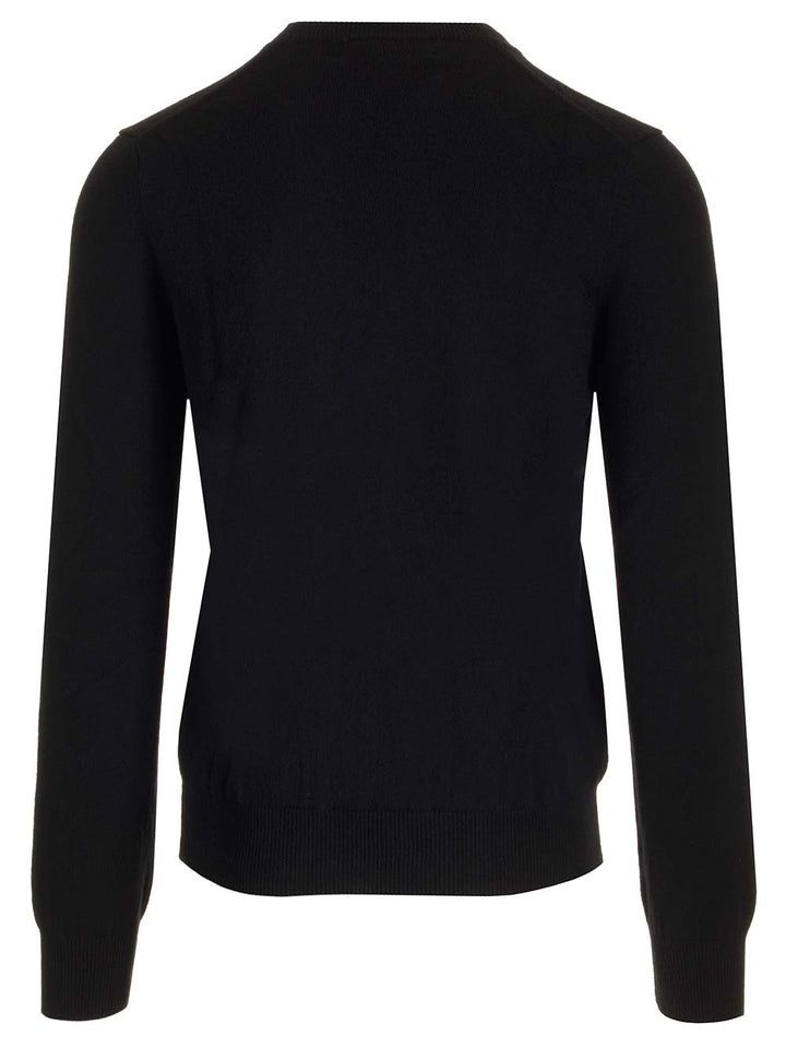 Comme Des Garcons Play V-Neck Wool Sweater Knitwear - Black | 1c0cce449e4c044d8d2964c842ce2f47ff0aa9bb