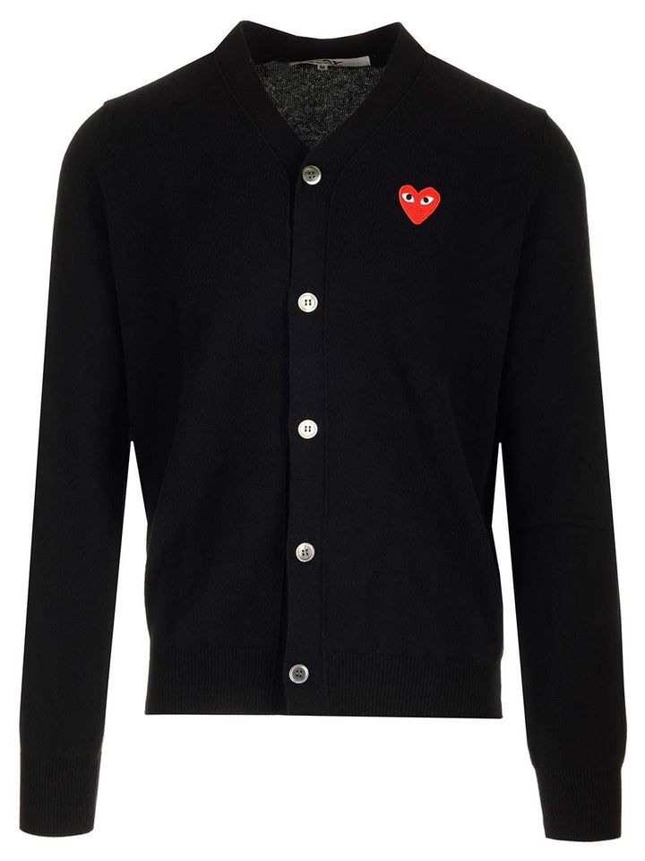 Comme Des Garcons Play Wool Cardigan Knitwear - Black | 4973f0b6cdc592f34889226b47eba1491fbfe934