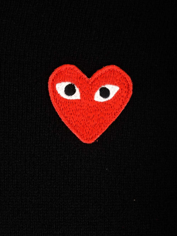 Comme Des Garcons Play Wool Cardigan Knitwear - Black | f291e18d9efc52dd9d9793b9dae1caea0c0f01aa
