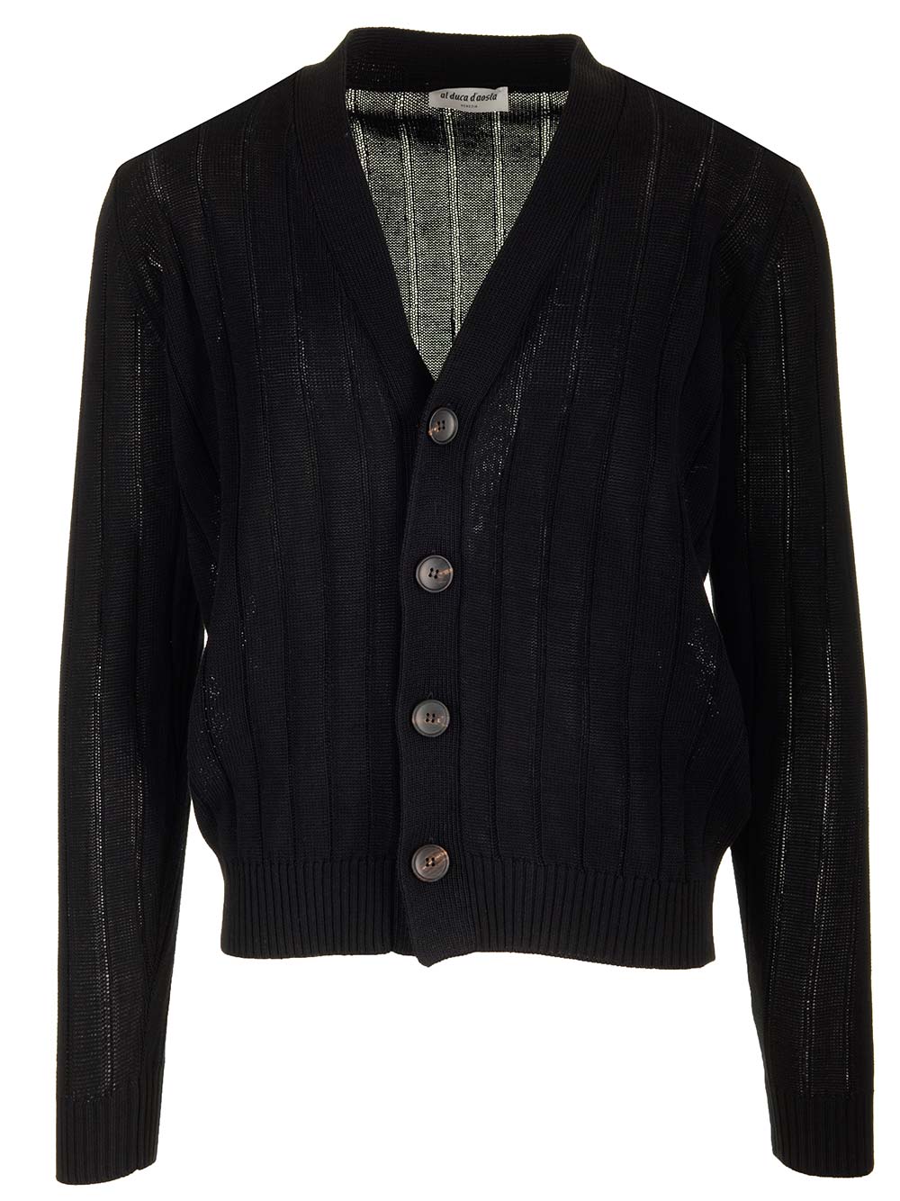 Black Cotton Cardigan Knitwear Black