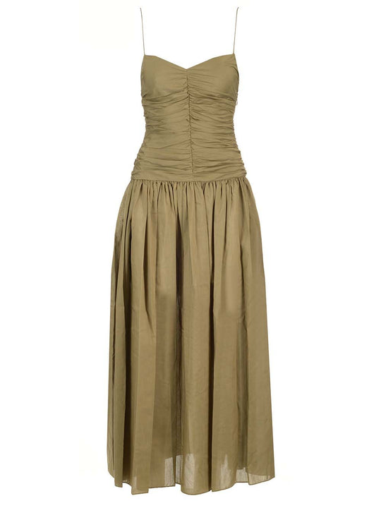 Gathered Drop Waist Dress Dresses Green
