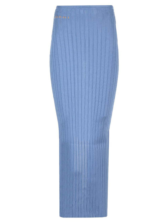 Long Celestial Ribbed Skirt Skirts Blue