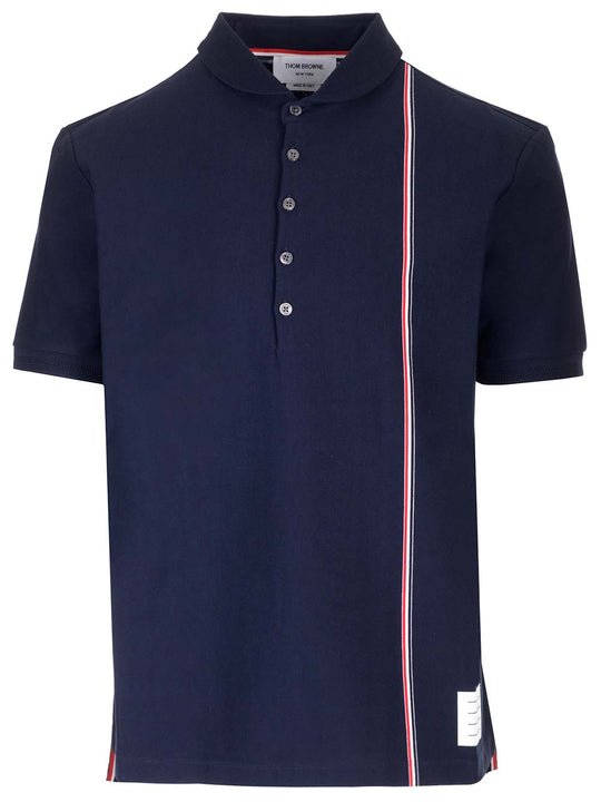 Cotton Knit Polo Shirt Blue