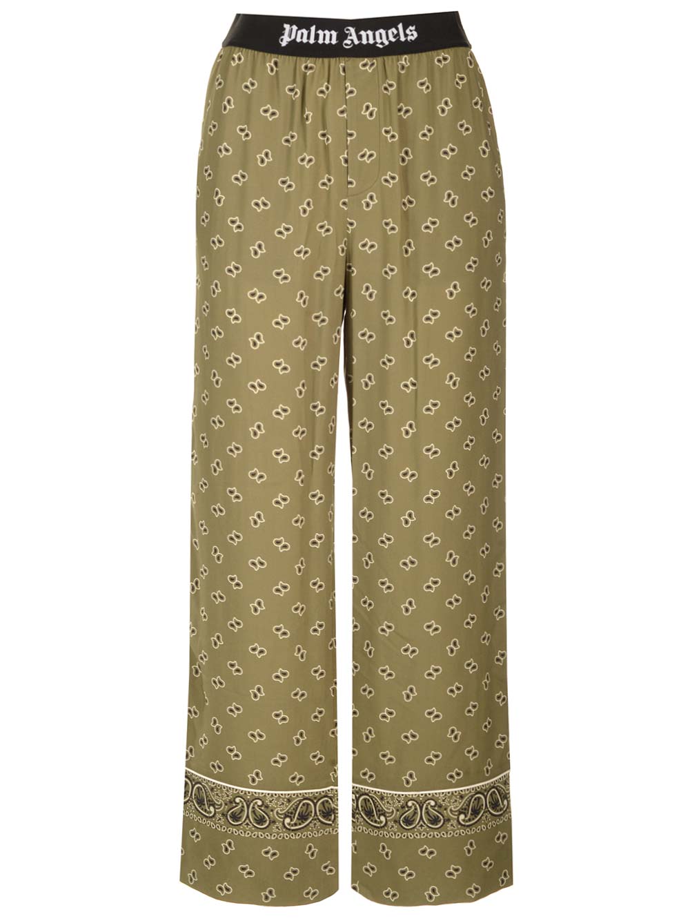 Straight Paisley Print Pants Trousers Green