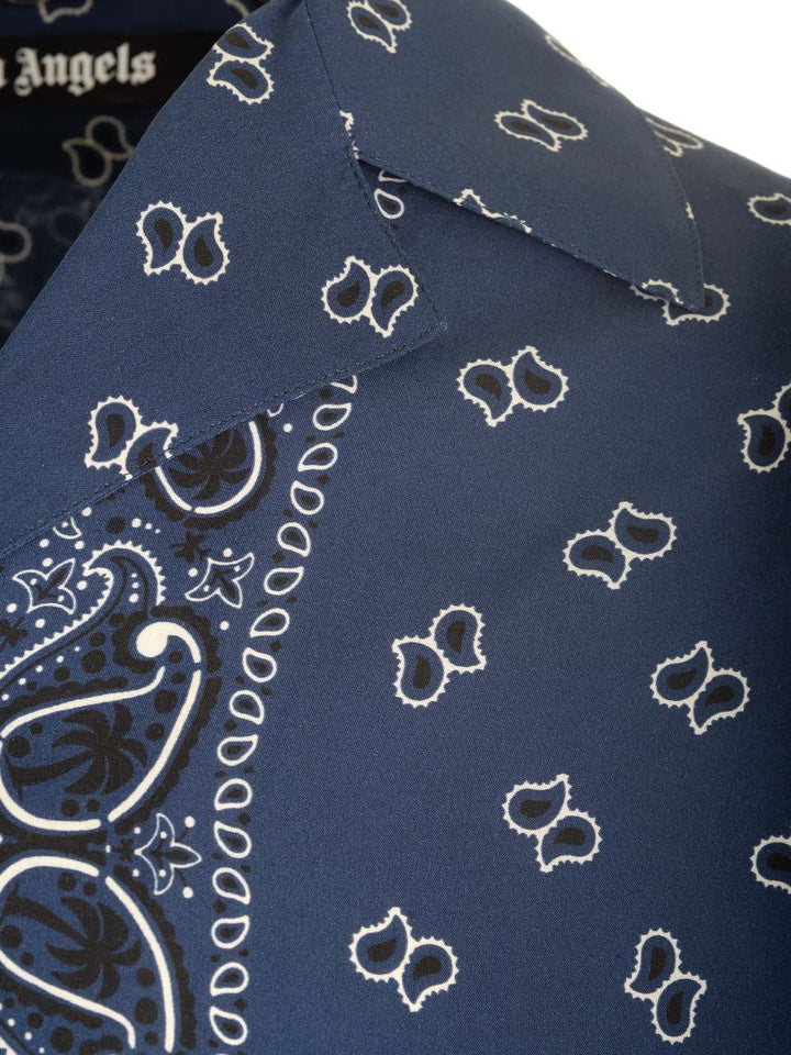 Palm Angels Paisley Print Bowling Shirt Shirts - Blue | 0a46279b995547f1731a0911225c3c2ca53af90c