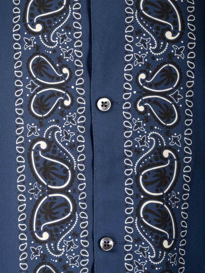 Palm Angels Paisley Print Bowling Shirt Shirts - Blue | 0de4ff9bb06dbc71c12e25bb0100d3817c9d5830