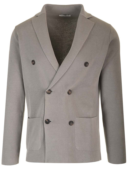 Cotton Knit Blazer Knitwear Grey