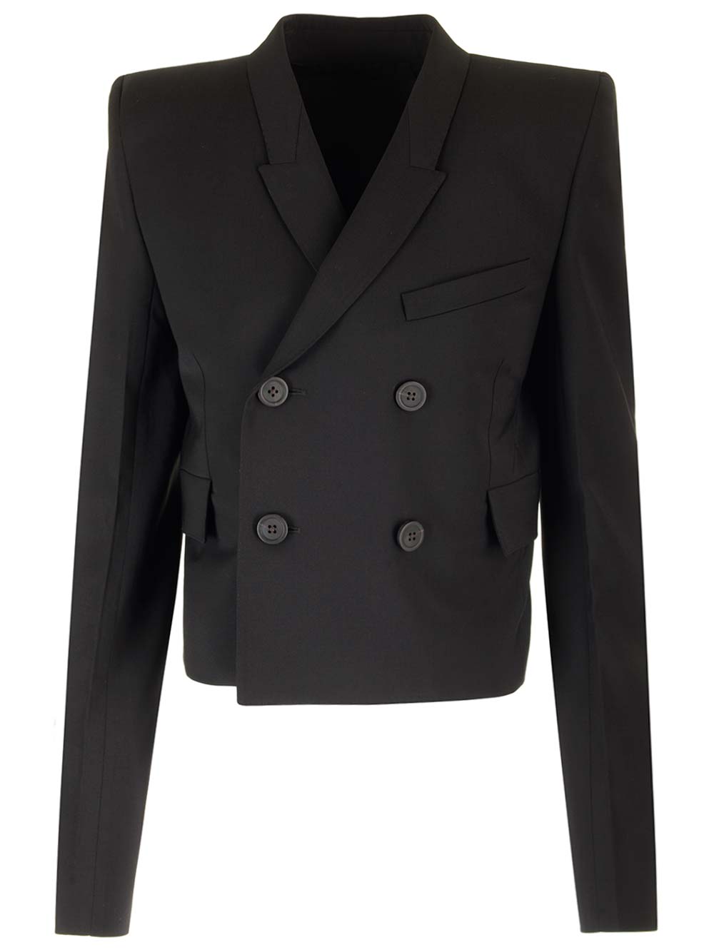 Rick Owens Cropped Wool Blazer Jackets - Black | 26504265125fa7b8fa74cc9ef7e6104eb5eb398c