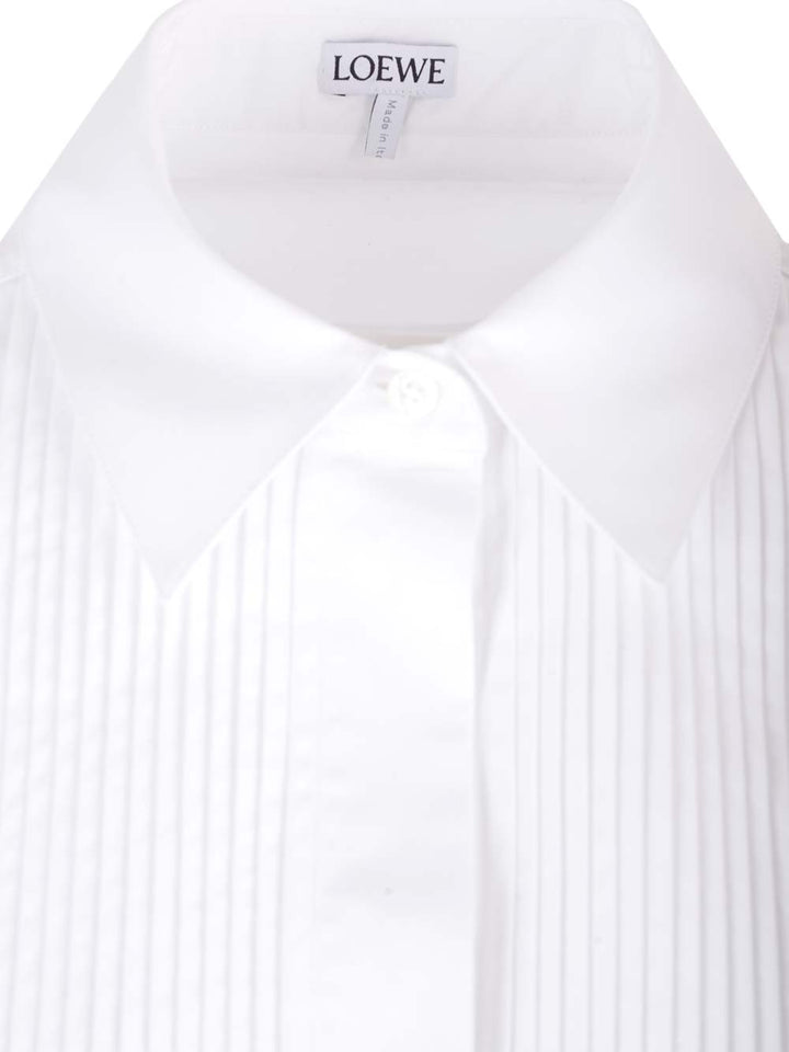 Loewe White Pleated Cotton Shirt Shirts - White | 63f50b64de3f744d3ea2a9944d0d4905c6bc5fd9