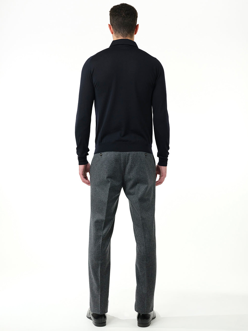 Al Duca D'Aosta Gray Flannel Formal Trousers - Grey | 11ce422b095f2a0875e5338378b41d750262be74