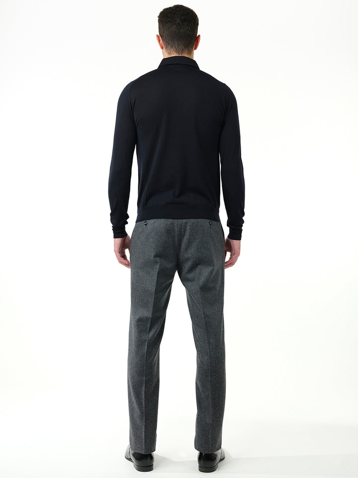 Al Duca D'Aosta Gray Flannel Formal Trousers - Grey | 11ce422b095f2a0875e5338378b41d750262be74