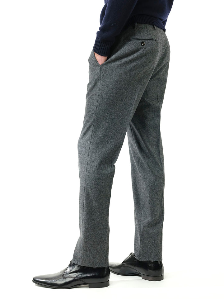 Al Duca D'Aosta Gray Flannel Formal Trousers - Grey | 431eba814aae65a6c58fb0ac9cb3a82f8fe26f2b