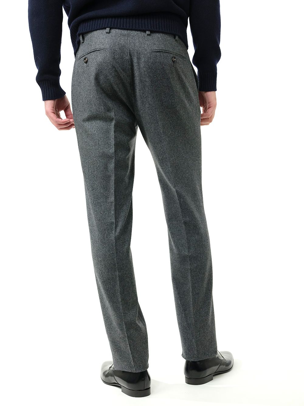 Al Duca D'Aosta Gray Flannel Formal Trousers - Grey | 232c1491eb21bb61c6edd7d00cbc694a2e9411a9