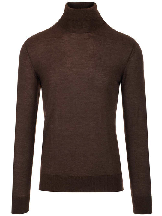 Brown Turtleneck Knitwear Brown
