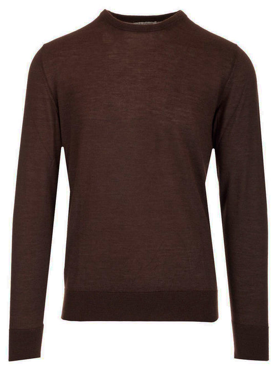 Brown Crewneck Sweater Knitwear Brown