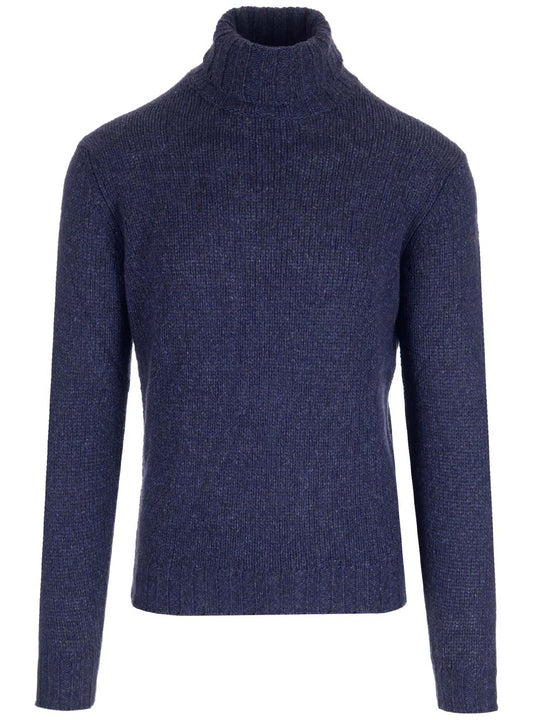 Blue MéLange Turtleneck Knitwear Blue