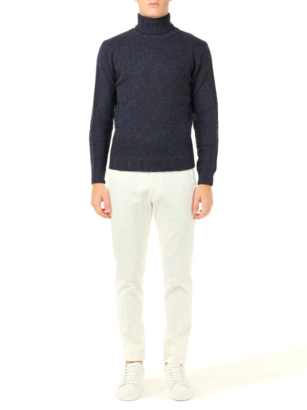 Al Duca D'Aosta Blue Mélange Turtleneck Knitwear - Blue | 8cb71d4ed7e67012daaa9a374c507045f7d2cb43