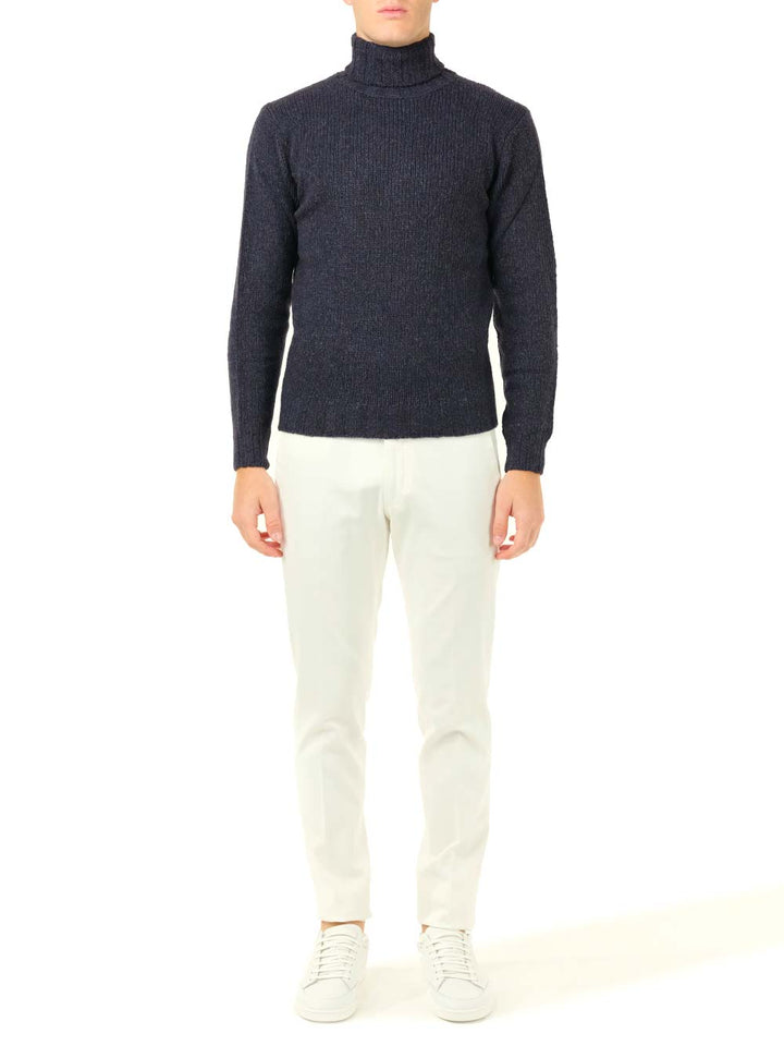 Al Duca D'Aosta Blue Mélange Turtleneck Knitwear - Blue | 8cb71d4ed7e67012daaa9a374c507045f7d2cb43