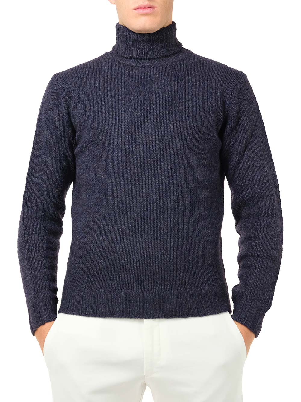Al Duca D'Aosta Blue Mélange Turtleneck Knitwear - Blue | 3357b8bd6d54878469e794c6c9eeb8589a3e8c2c