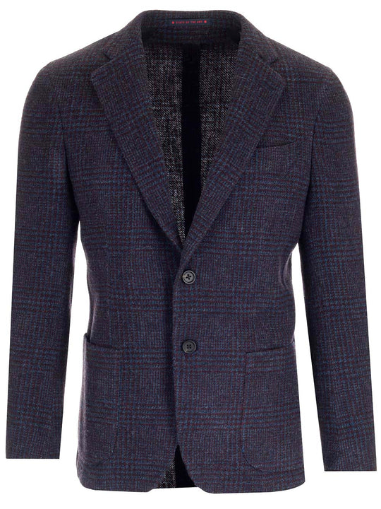Blue Prince Of Wales Blazer Jackets Blue