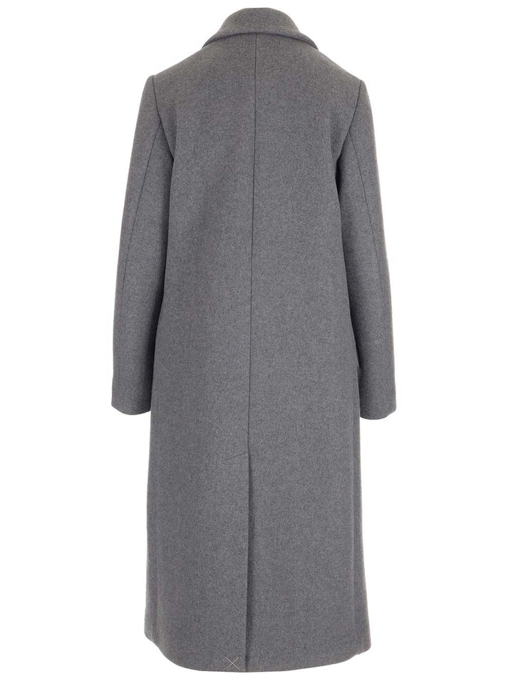 Loewe Wool And Cashmere Long Coat Coats - Grey | 4e3c3bc747d5d7fa9cf1e724c7efe6d6bd4b7134