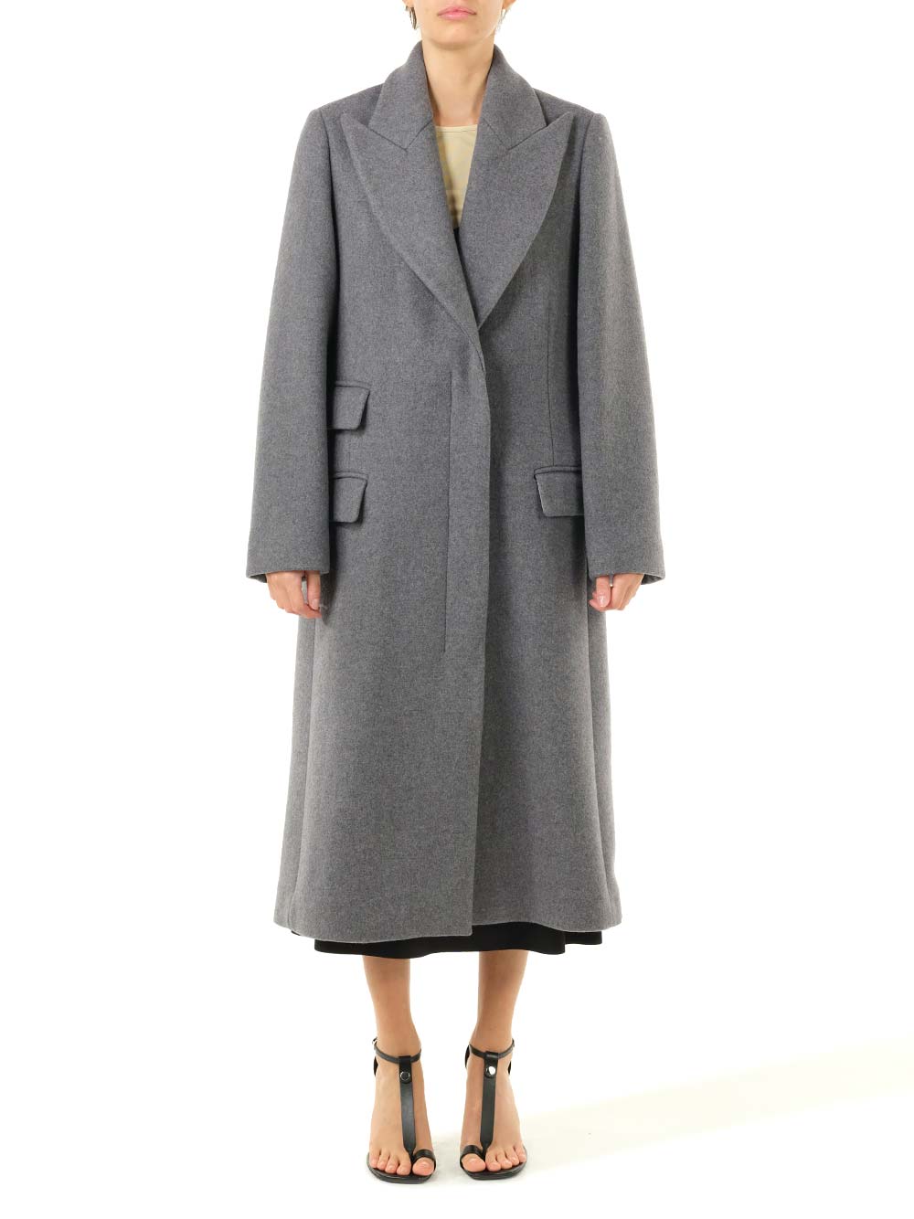 Loewe Wool And Cashmere Long Coat Coats - Grey | d97c05eec7fd2a6ceaecd0bebd55ef56a79bfb5b