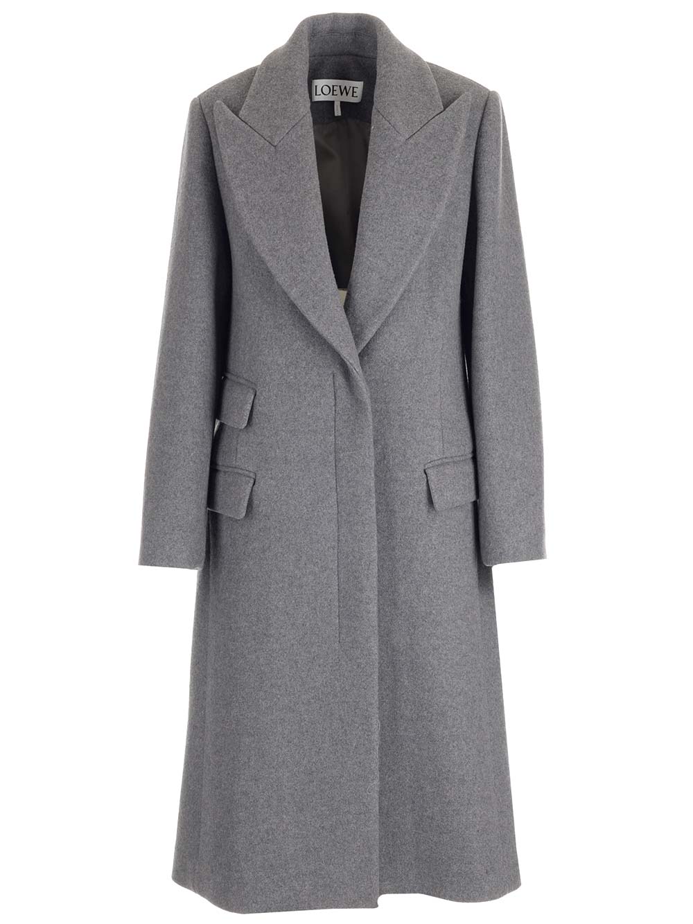 Loewe Wool And Cashmere Long Coat Coats - Grey | 32d5166a54fa0ca1384a4f99f080ce0f24546258