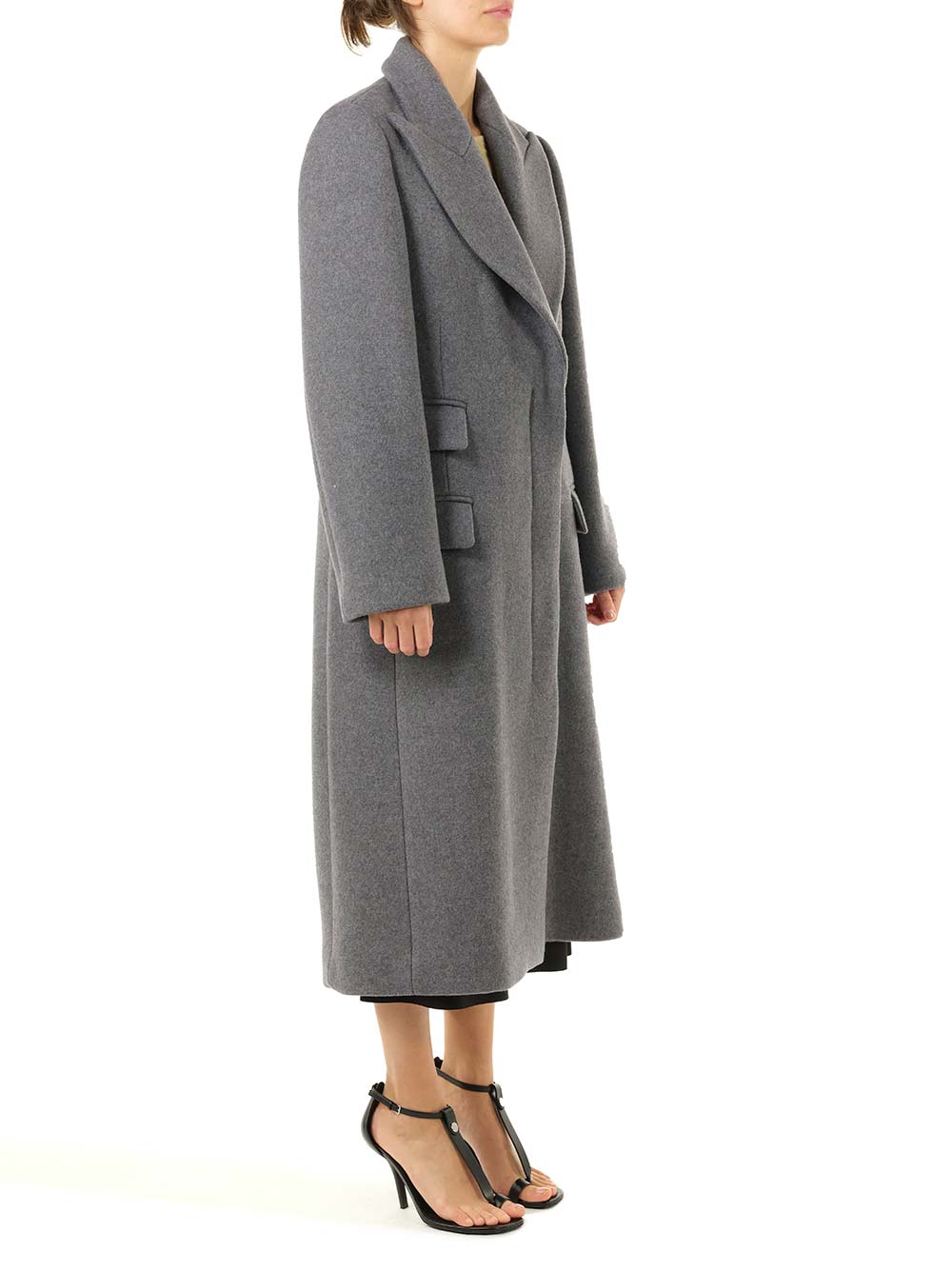 Loewe Wool And Cashmere Long Coat Coats - Grey | 44bc4f286433efc8bee04ea396e05c0d5ded8fa8