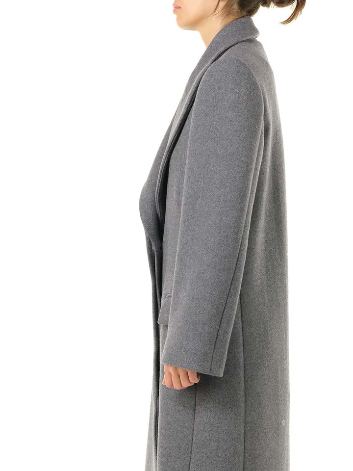 Loewe Wool And Cashmere Long Coat Coats - Grey | 1dda7483a8efeed89c938f1f2ac56e641dc0fde0