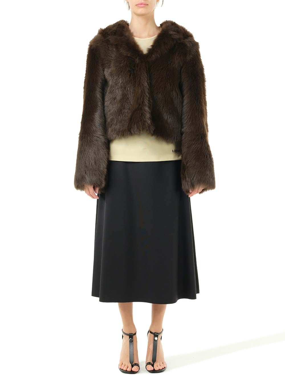 Loewe Shearling Hooded Jacket Coats - Brown | f970eba4461752953917f4654b9f344fd198b993