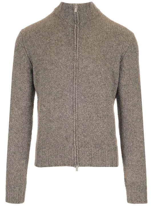 Wool Knit Cardigan Knitwear Brown