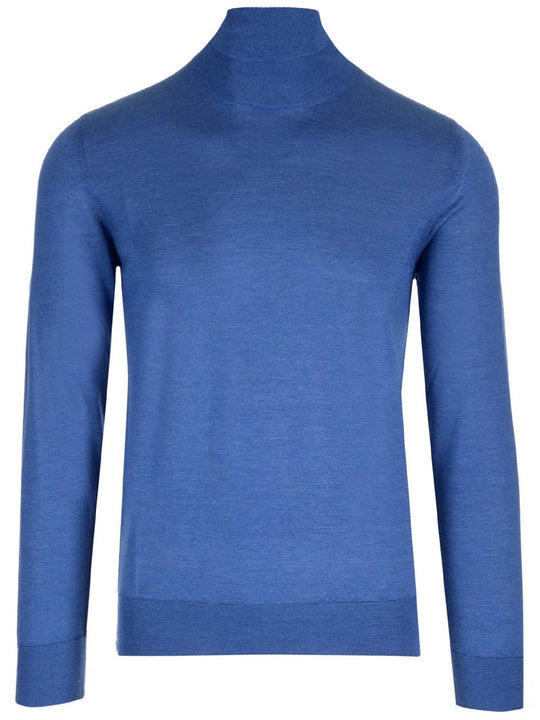 Cashmere And Silk Turtleneck Sweater Knitwear Light Blue