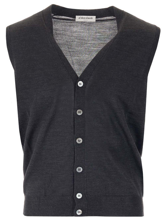 Anthracite Wool Vest Knitwear Grey