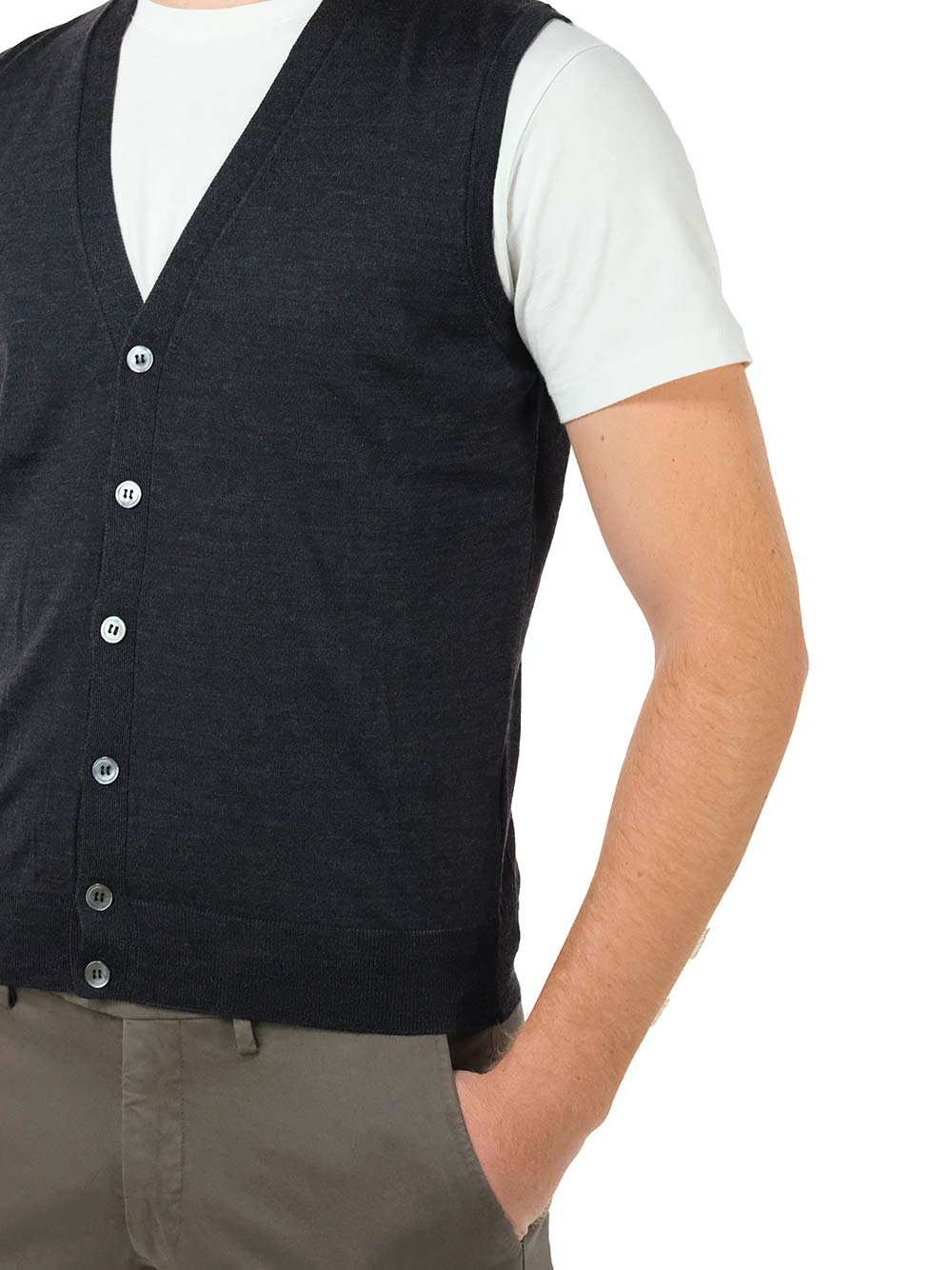 Al Duca D'Aosta Anthracite Wool Vest Knitwear - Grey | 6b4600158229104c836938b3ac5e09bc42692cd1