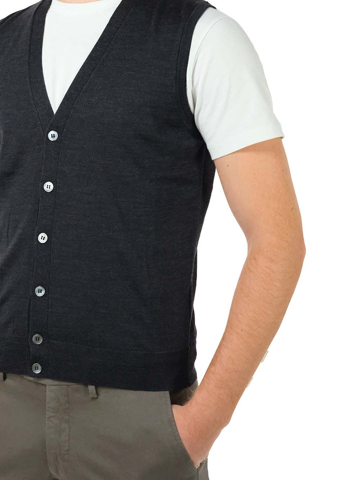 Al Duca D'Aosta Anthracite Wool Vest Knitwear - Grey | 6b4600158229104c836938b3ac5e09bc42692cd1