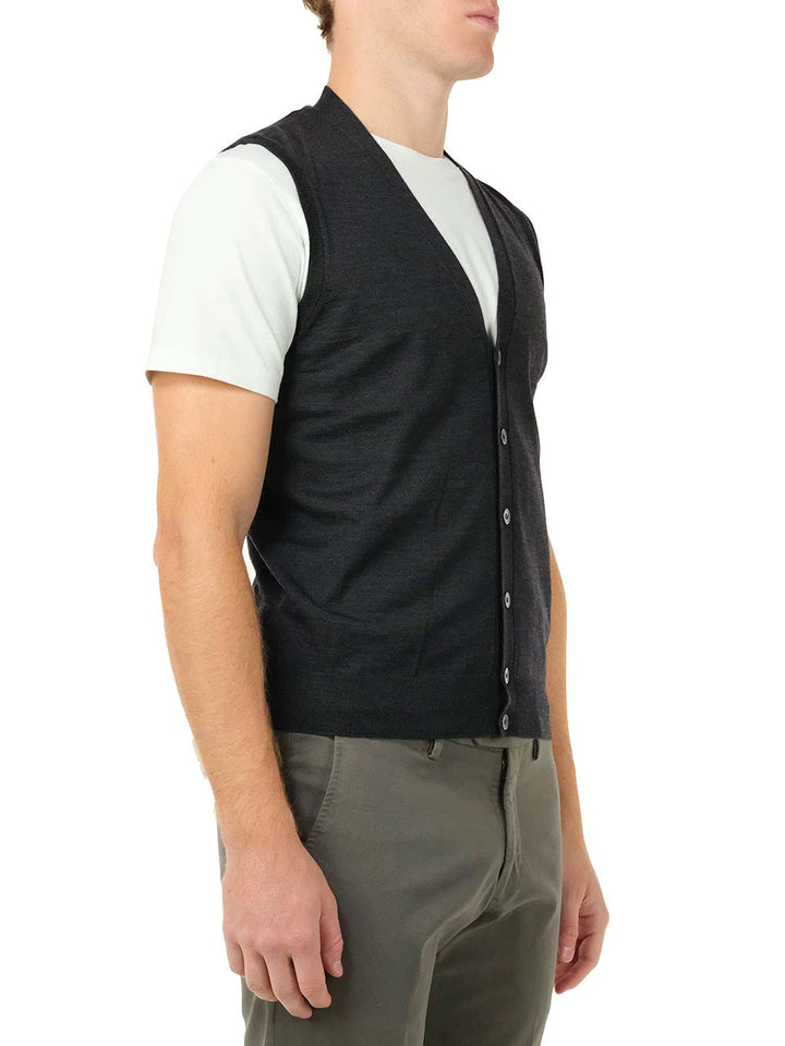 Al Duca D'Aosta Anthracite Wool Vest Knitwear - Grey | 52fe3e16fc3886f02b8866034658d55bc6840e55