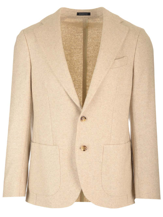 Cashmere Single-Breasted Jacket Jackets Beige