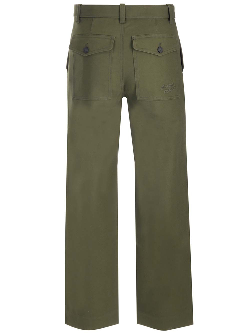 Maison KitsunÉ Cotton Twill Trousers - Green | 471b13b4b1777825fea50110378dca6f18010c02