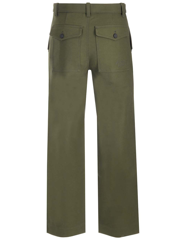 Maison KitsunÉ Cotton Twill Trousers - Green | 471b13b4b1777825fea50110378dca6f18010c02